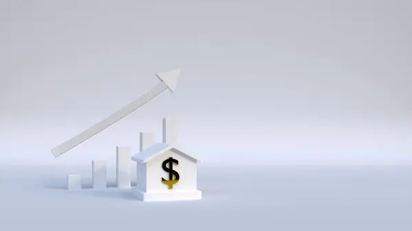 Illustrationsdesign Für Den Hauskredit Preiserhöhung Beim Traumhauskauf Inflationsanstieg Beim Immobilienkauf Stockbild