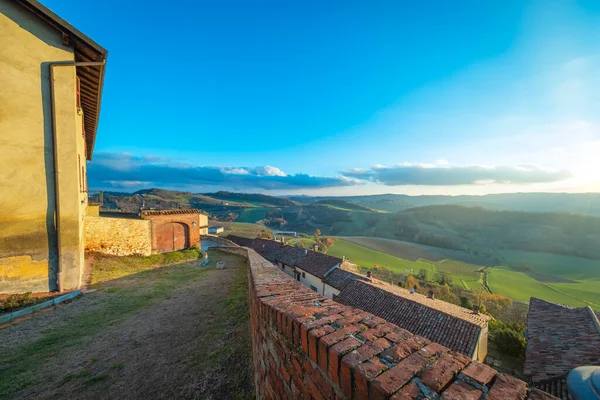 Panorama Hivernal Région Vallonnée Monferrato Prise Point Vue Village Tréville — Photo