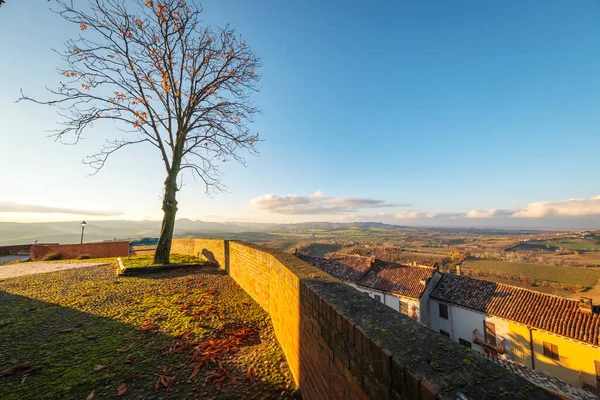 Vinterpanorama Över Det Kuperade Området Monferrato Taget Från Utsikten Över — Stockfoto