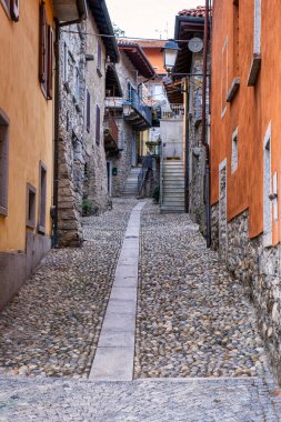 Old narrow in the village of Mergozzo, on the same name small lake. Is a glacial origin lake, close to the biggest Maggiore Lake, in Piedmont region (Northern Italy).
