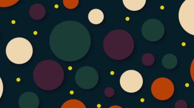 Animasyon Muti Renkli Polka Noktaları Arka planda Yüzüyor. Rastgele Hareketli Renkli Çember Şekli, Uçan Polka Noktaları Kusursuz Döngü Döngüsü Animasyonu