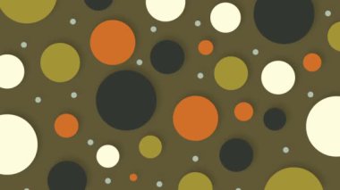 Animasyon Muti Renkli Polka Noktaları Arka planda Yüzüyor. Rastgele Hareketli Renkli Çember Şekli, Uçan Polka Noktaları Kusursuz Döngü Döngüsü Animasyonu