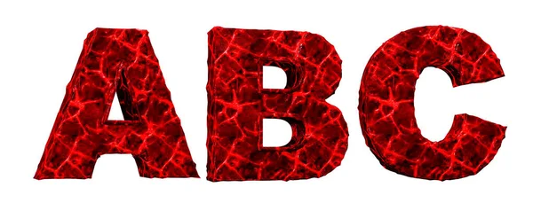 Алфавит Крови Ужасов Поврежденные Буквы Red Визуализация Белый Фон — стоковое фото
