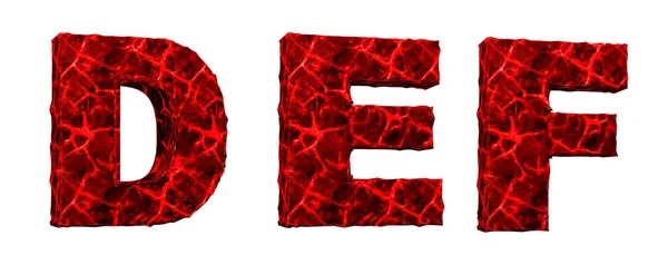 恐怖的血字母表 损坏的字母D F红色 3D渲染 白人背景 — 图库照片