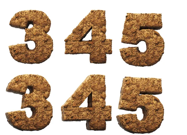 Zahlen Sand Alphabet Render Isoliert Auf Weißem Hintergrund Mit Einfachem — Stockfoto