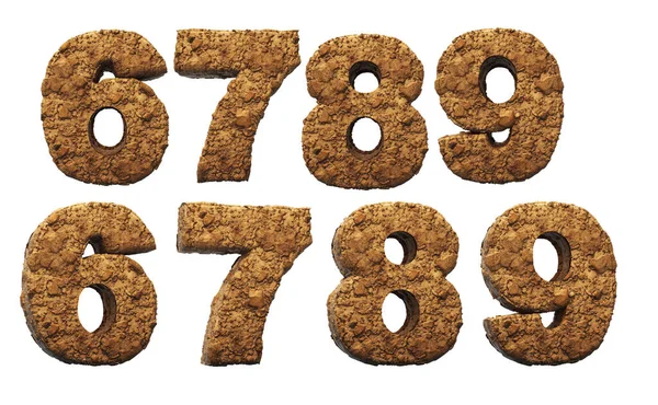 Zahlen Sand Alphabet Render Isoliert Auf Weißem Hintergrund Mit Einfachem — Stockfoto