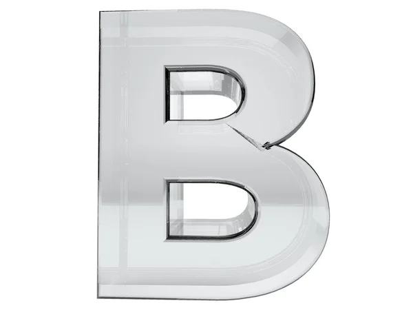 字母B透明玻璃3D渲染 背景很简单节省的选择 — 图库照片