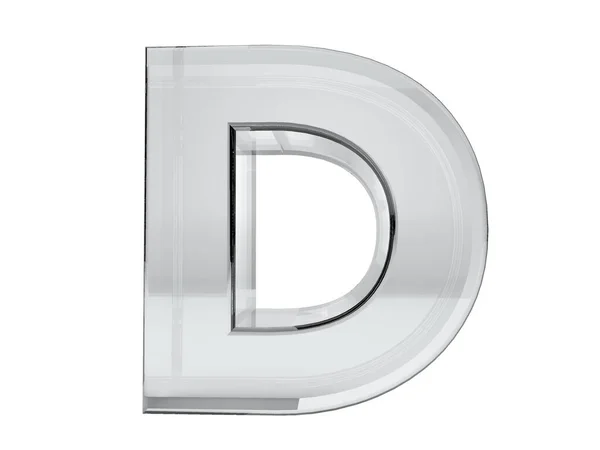 字母D透明玻璃3D渲染 背景很简单节省的选择 — 图库照片