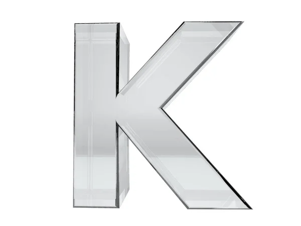 字母K透明玻璃3D渲染 背景很简单节省的选择 — 图库照片