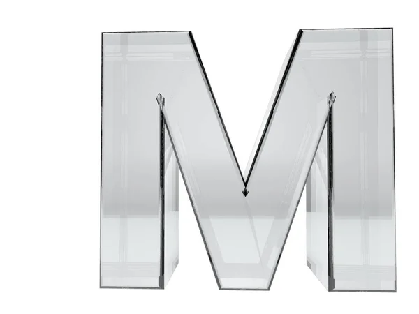 文字M透明ガラス3Dレンダリング 背景はカットしやすい 保存選択 — ストック写真