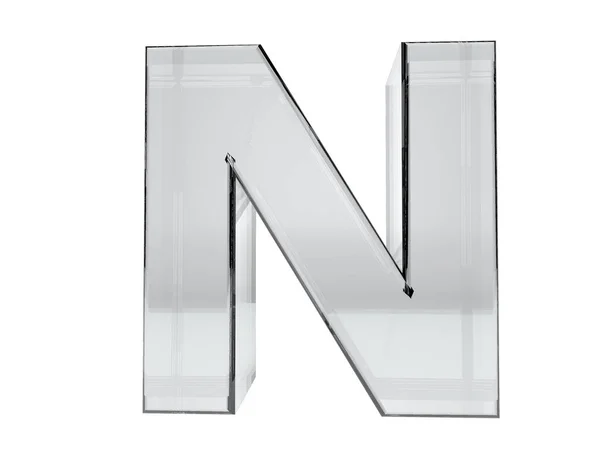 文字N透明ガラス3Dレンダリング 背景はカットしやすい 保存選択 — ストック写真
