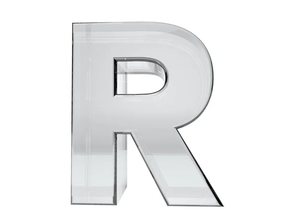 字母R透明玻璃3D渲染 背景很简单节省的选择 — 图库照片