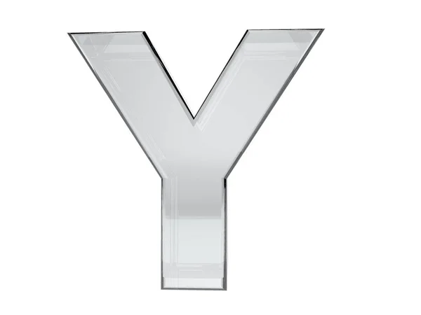 字母Y透明玻璃3D渲染 背景很简单节省的选择 — 图库照片