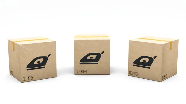 Kraft Box Mit Einem Symbol Eines Produkts Geprägt Eisen Kartonverpackung — Stockfoto