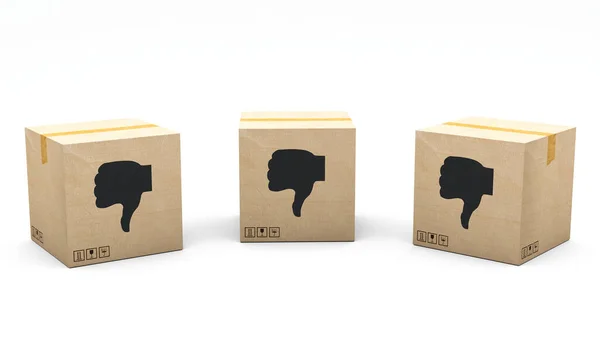 Kraft Box Stamped Icon Dislike Cardboard Package Made Rendered Different — Stock Photo, Image