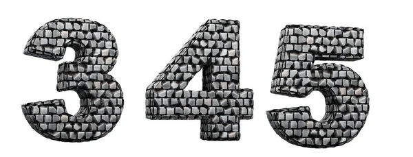 Tre Fyra Fem Siffror Stenbokstäver Återgivning Alfabetet Stenvåningen Vägen Räddas Stockbild