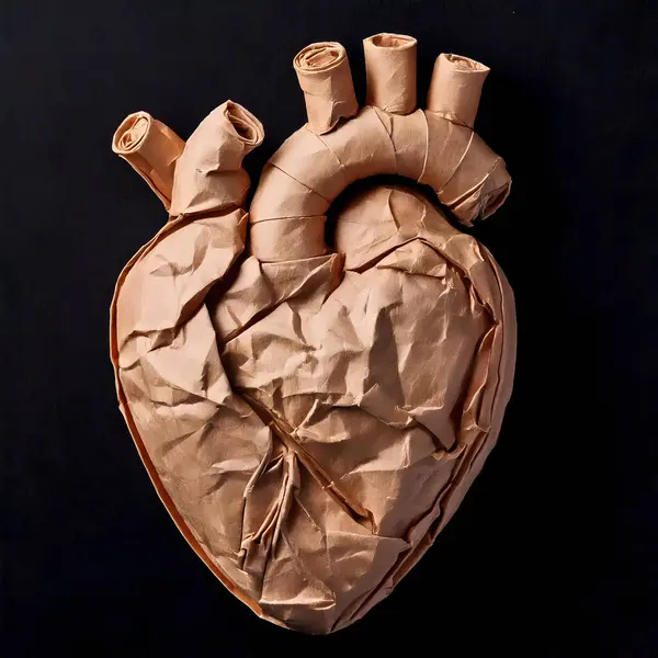 Kırpılmış Kağıt Kalp Kırılgan Sağlık veya Organ Bağışı Hakkında Siyah Kavram