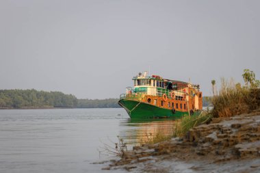 Sundarbans 'taki nehir turizmi. Bu fotoğraf Bangladeş' teki Sundarbans Ulusal Parkı 'ndan çekildi..