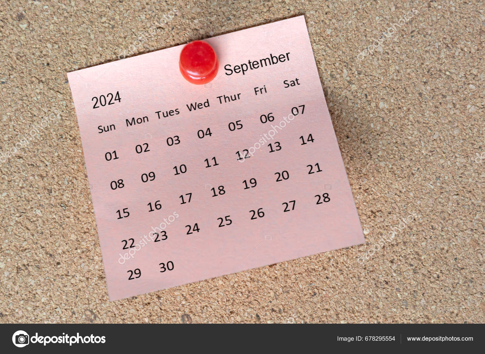 September 2024 Kalender Auf Zettelchen Mahnung Und Botschaftskonzept