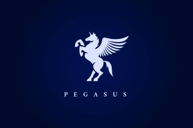 Logo ayakta duran tek boynuzlu at pegasus siluet tasarımı