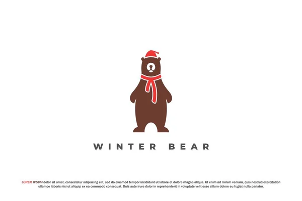 Logo Beruang Penuh Desain Selendang Musim Dingin - Stok Vektor