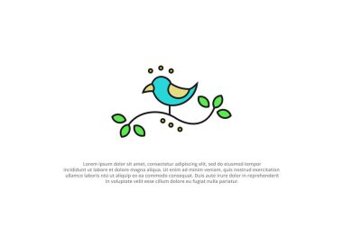 logo çizgisi sanat kuş dalı tasarımı