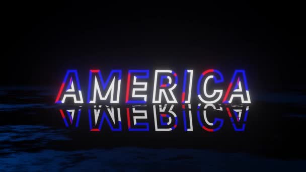 Palavra América Com Animação Neon — Vídeo de Stock