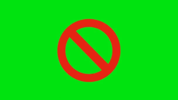 Icono Prohibido Vídeo Animación Roja — Vídeo de stock