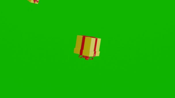 礼品盒雨落绿色屏风 — 图库视频影像
