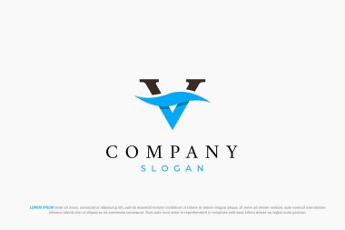 logo harfi v dalgası mavi iş soyut
