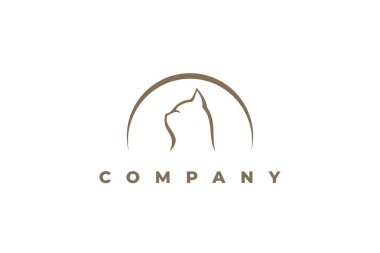 Logo çizgisi sanat kedisi basit çember