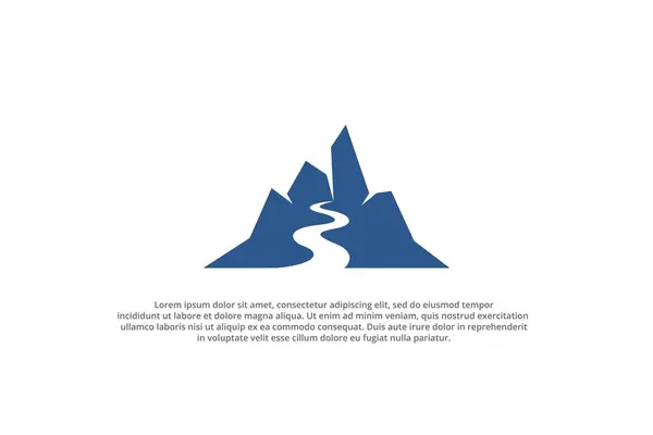 Nehir silueti şablonlu dağ tepesi logosu tasarımı