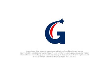 G harfi çekim yıldızı Amerikan bayrağı logosu