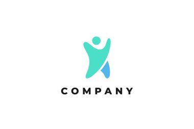 X harfi veya k soyut insan spor logosu