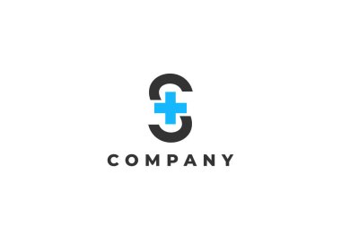 Üzerinde hastane sembolü olan harfler modern minimalist logo.