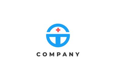 T m harfi artı hastane sembolü modern daire logosu.