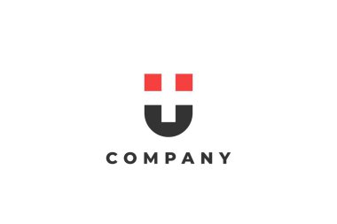 Negatif uzay mıknatısı logosunda artı hastane sembolü olan u harfi