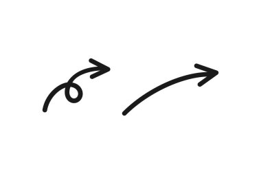 eğri ve dairesel el çizimi ok simgesi seti