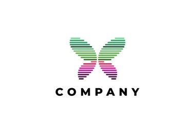 Renkli çizgilerden yapılmış Kelebek Logosu