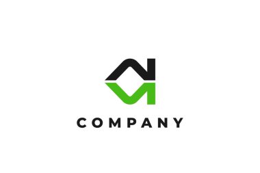 harf çift n veya nn soyut modern iş logosu