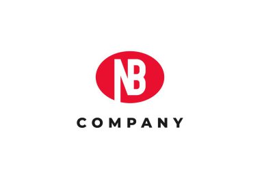 harf n ve b oval daire kırmızı logo modern iş
