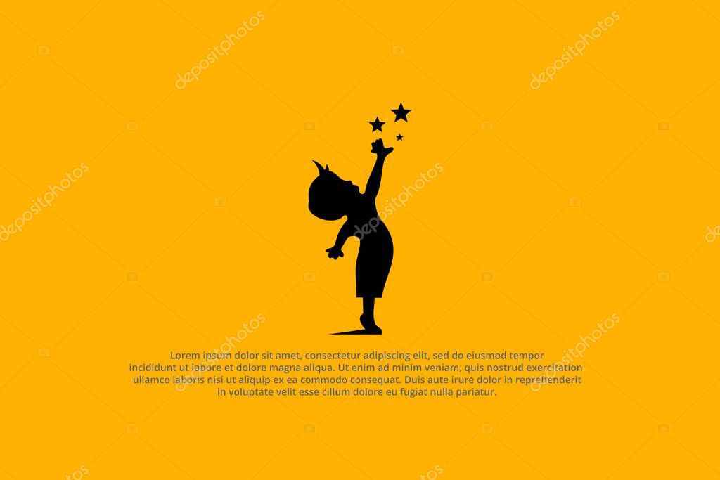 Silhouette of child reaching for the stars logo