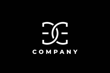 Zarif monogram çift harf e zincirli