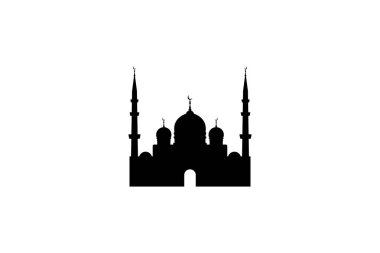 Beyaz arkaplana karşı cami silueti