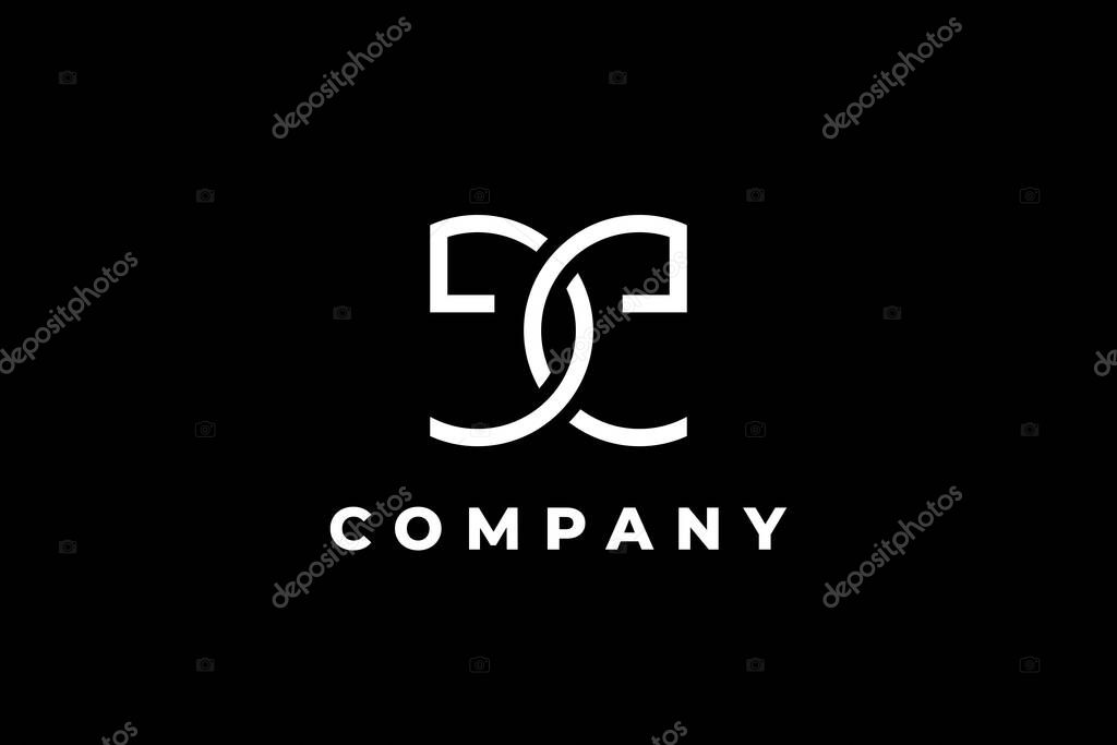 Elegant monogram double letter e chained