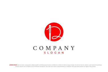 D harfi iğne ve dikiş ipliği logosu