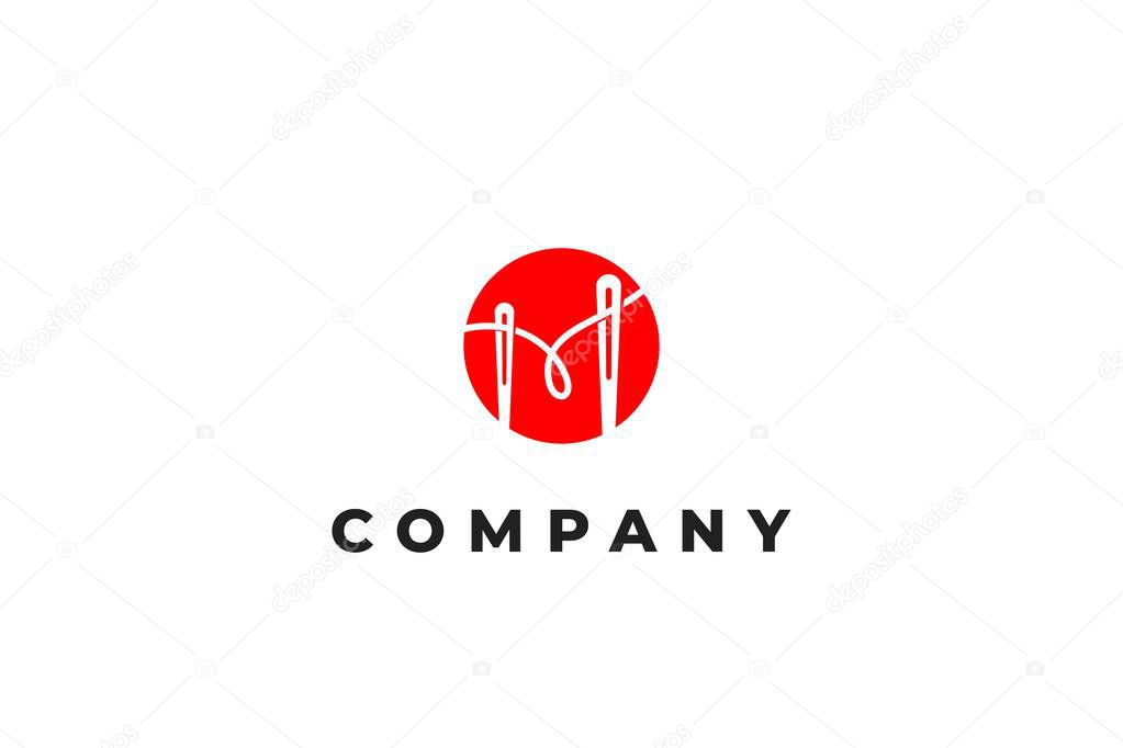 Letter m needle and sewing thread taylor logo