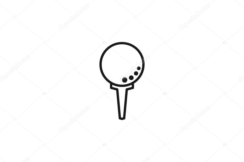 Golf ball icon and tee outline