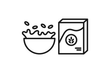 Buğday gevreği ve süt bir kase simgesinde