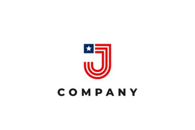J harfi Amerikan bayrak yıldızı logosu